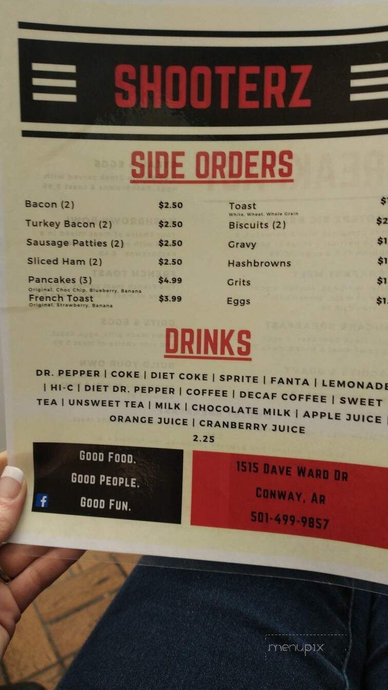 Shooterz - Conway, AR menu_pic