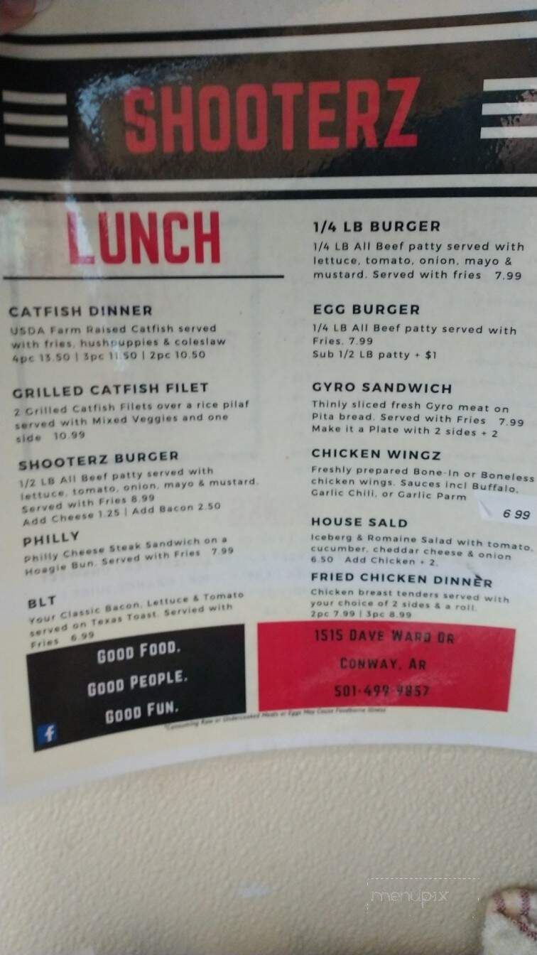 Shooterz - Conway, AR menu_pic