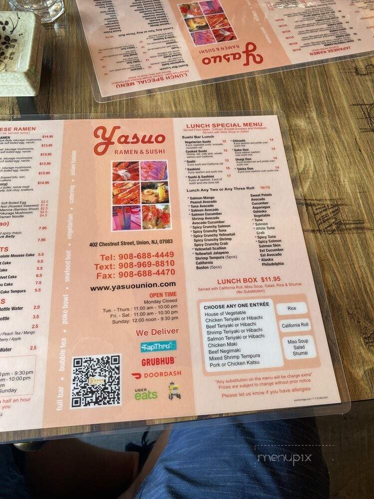 Yasuo Ramen and Sushi - Union, NJ menu_pic
