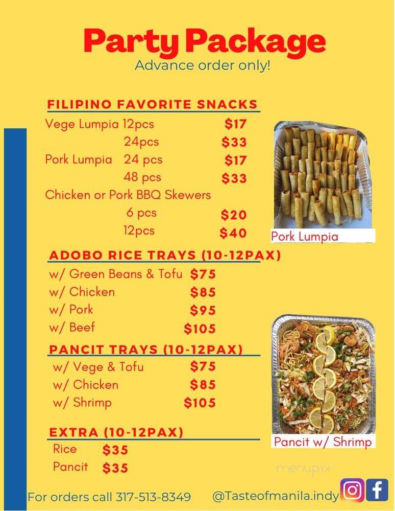 Taste Of Manila - Indianapolis, IN menu_pic