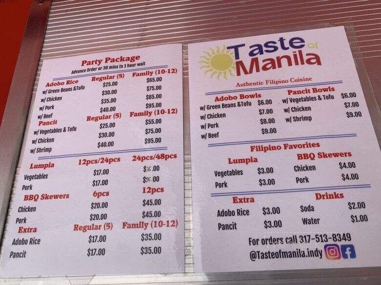 Taste Of Manila - Indianapolis, IN menu_pic