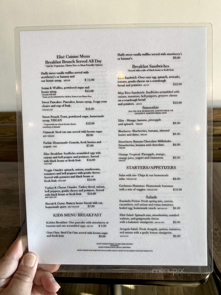 Elise Cuisine - San Antonio, TX menu_pic
