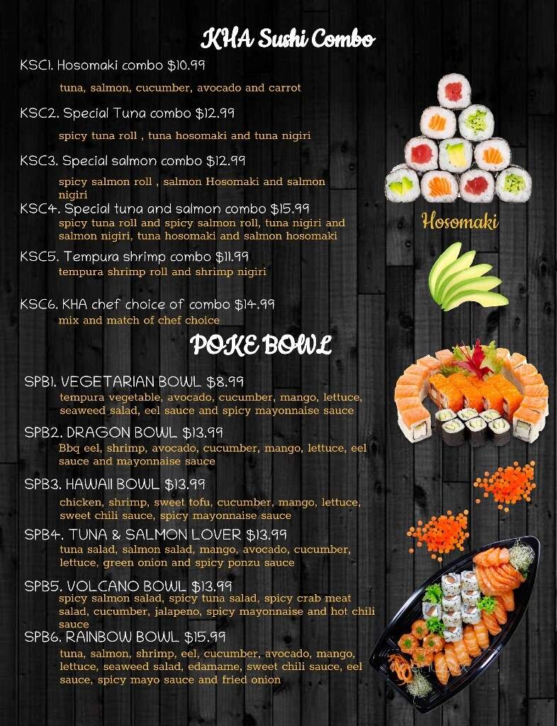 KHA Sushi Land - Mequon, WI menu_pic