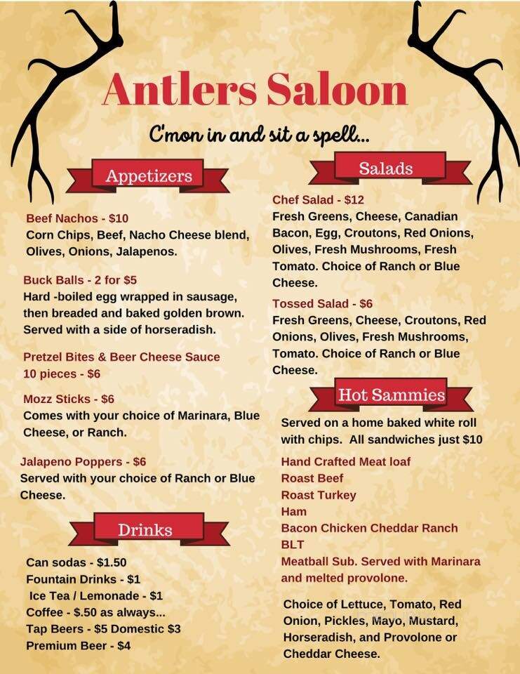 Antler Saloon - Wisdom, MT menu_pic
