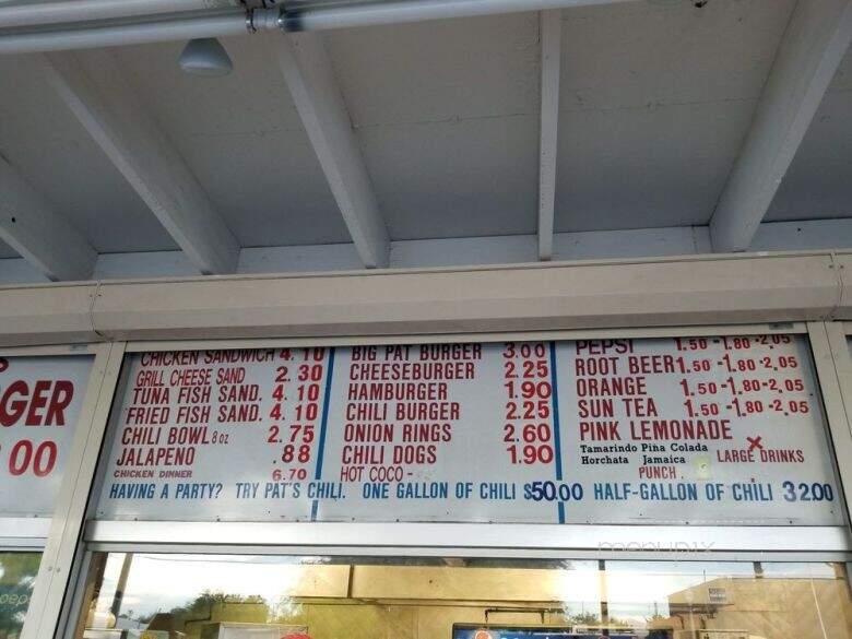 Pat's Drive In - Tucson, AZ menu_pic