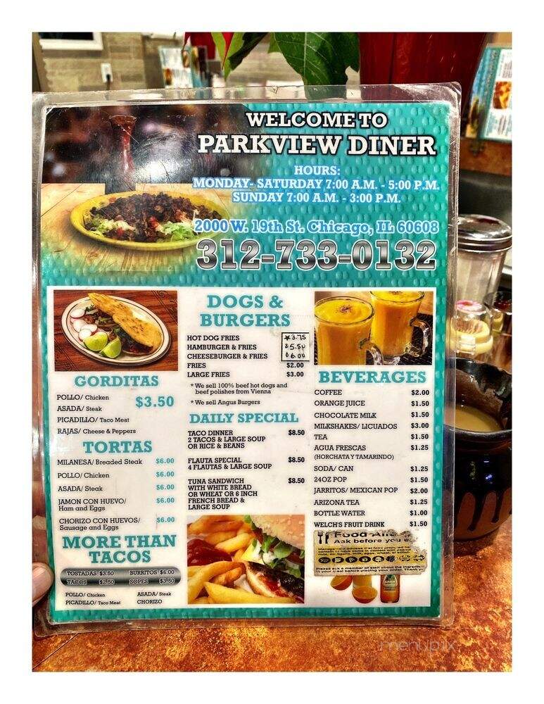 Parkview Restaurant Grill - Chicago, IL menu_pic