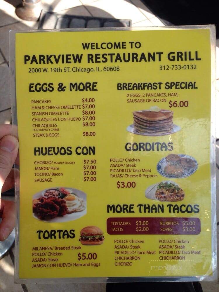 Parkview Restaurant Grill - Chicago, IL menu_pic