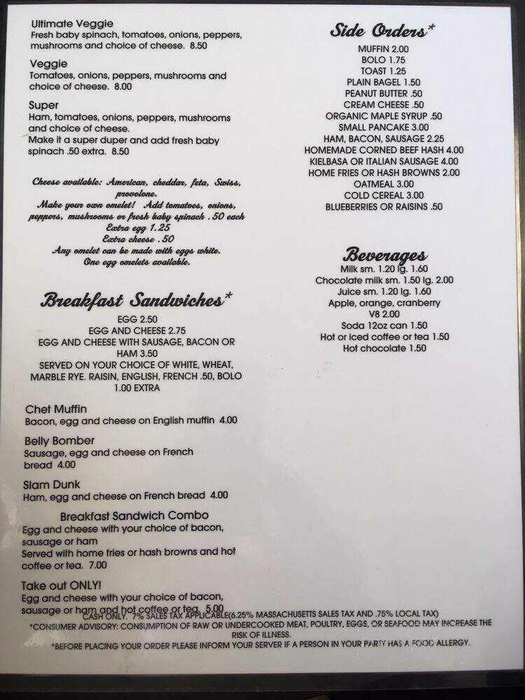 Chet's Diner - Northborough, MA menu_pic