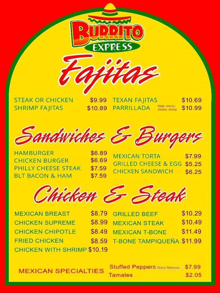 Burrito Express Mexican Grill - Hardeeville, SC menu_pic