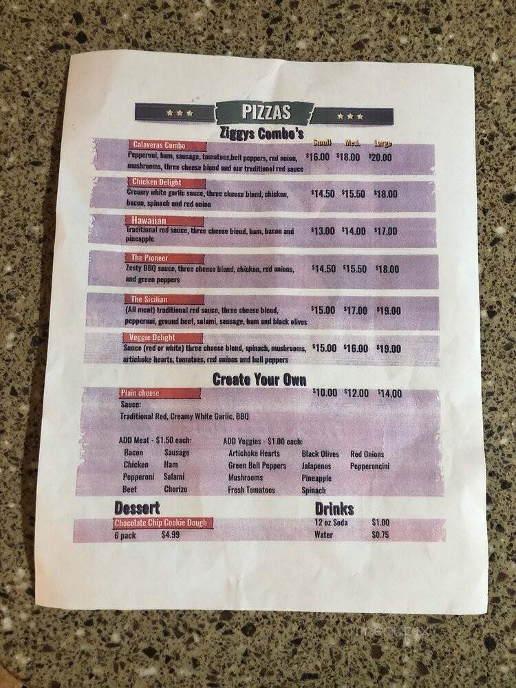 Ziggy's Take and Bake pizza - Valley Springs, CA