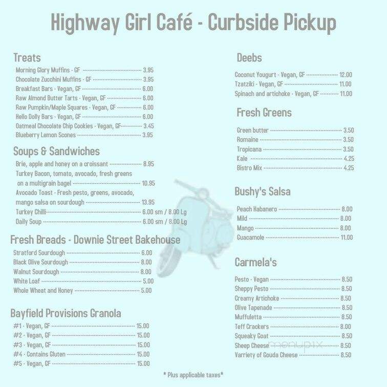 Highway Girl - Grand Bend, ON menu_pic