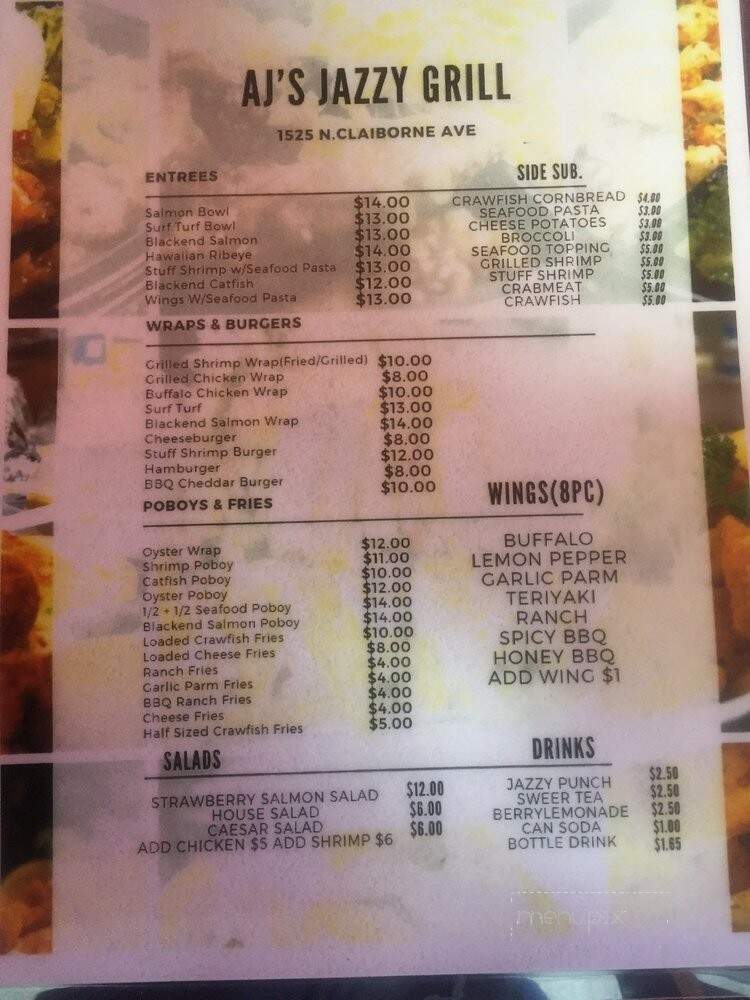AJ's Jazzy Grill - New Orleans, LA menu_pic