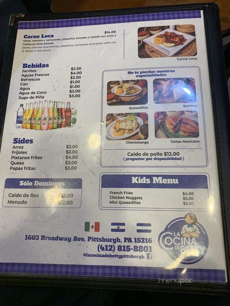 La Cocina De Betty - Pittsburgh, PA menu_pic