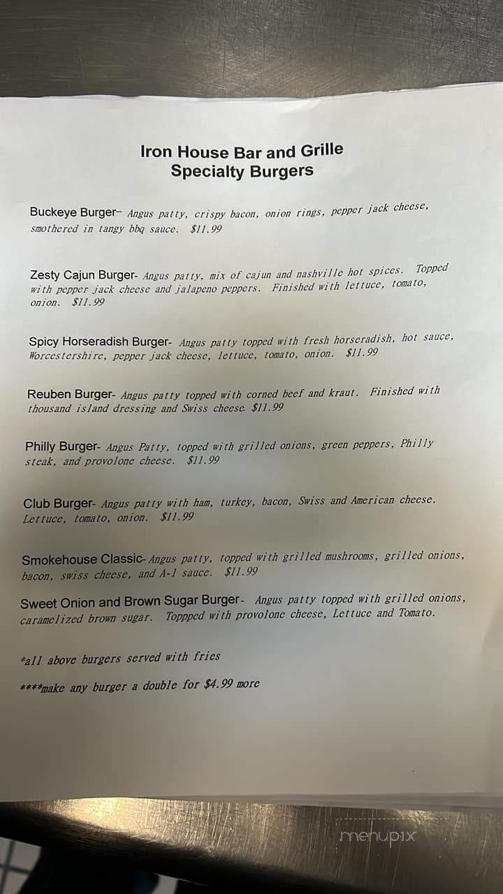 Iron House Bar & Grill - Cortland, OH menu_pic