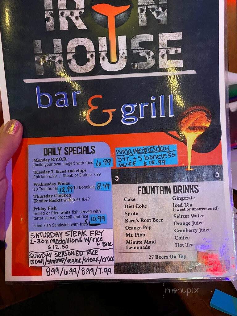 Iron House Bar & Grill - Cortland, OH menu_pic