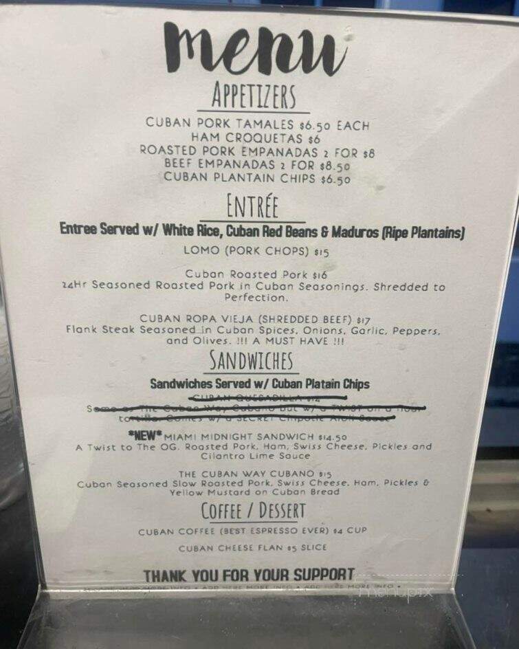 The Cuban Way Food Truck - Spokane, WA menu_pic