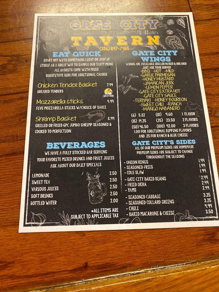 Gate City Tavern - Greensboro, NC menu_pic