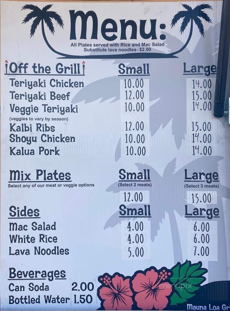 Mauna Loa Grill - Albany, OR menu_pic