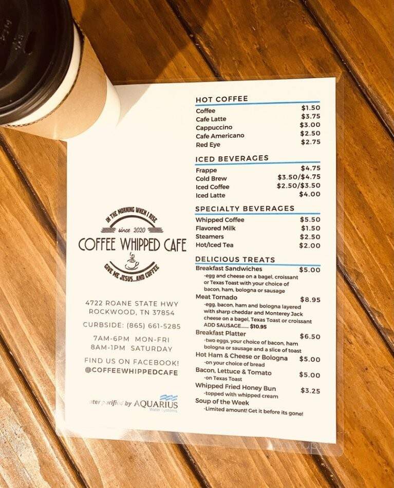 Coffee Whipped Cafe - Rockwood, TN menu_pic