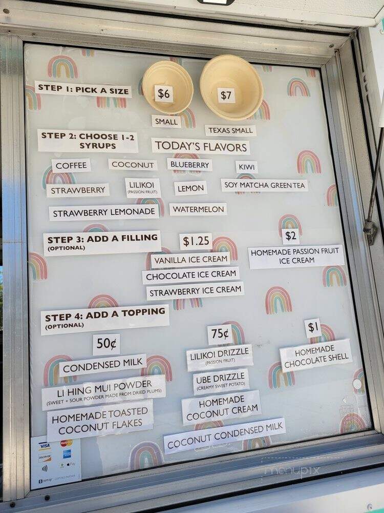 Hokulani Shave Ice - San Antonio, TX menu_pic