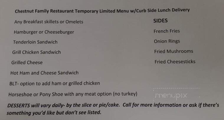 Chestnut Family Restaurant - Chestnut, IL menu_pic