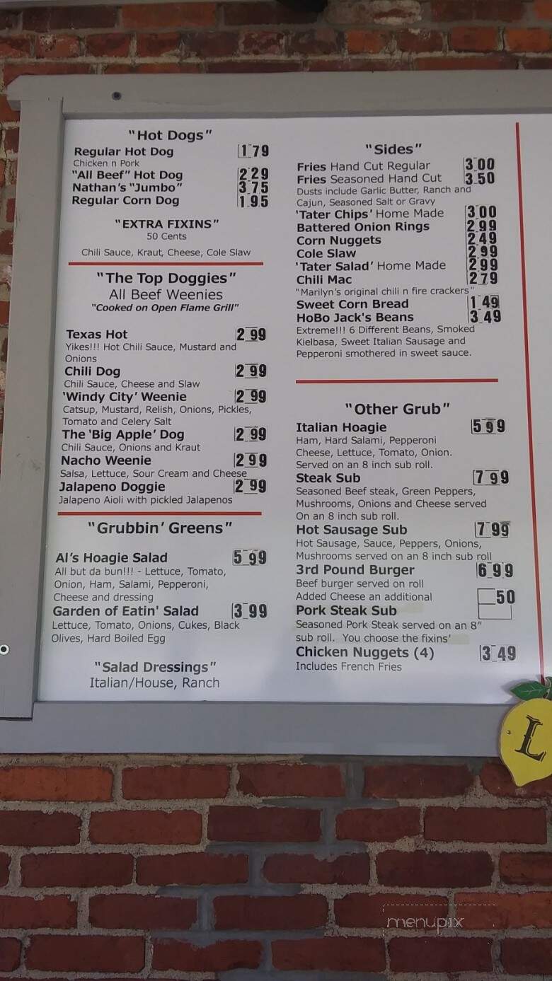 Hobo Jacks - Masontown, PA menu_pic