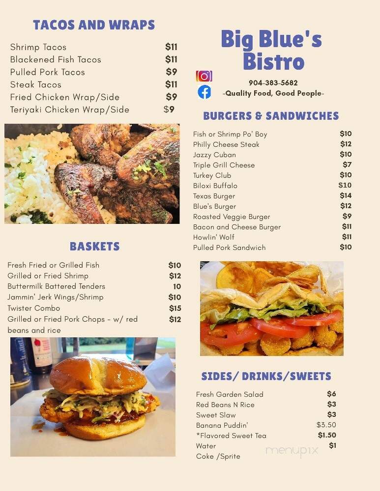 Big Blue's Bistro - Jacksonville, FL menu_pic