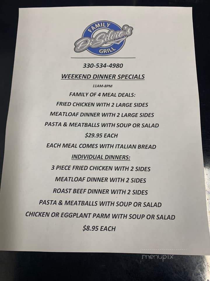 DiSilvio's Family Grill formerly Al's Pub - Hubbard, OH menu_pic