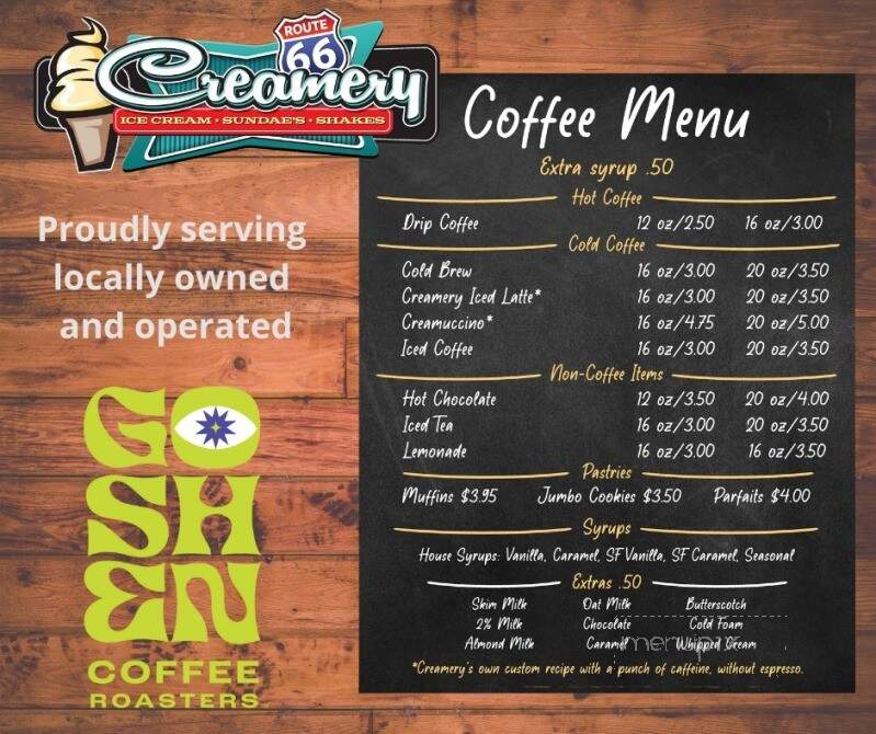 Route 66 Creamery - Hamel, IL menu_pic