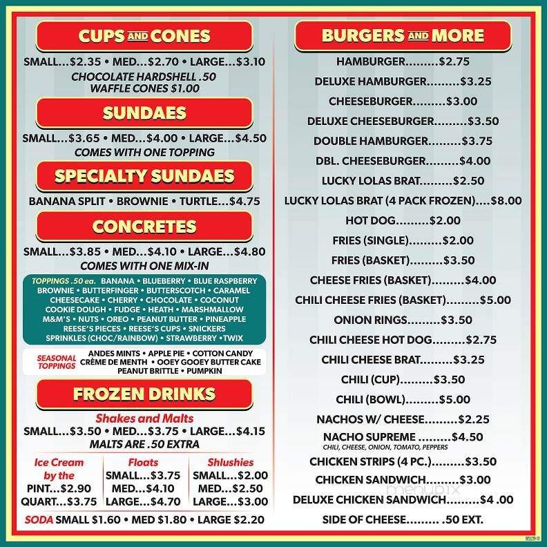 Route 66 Creamery - Hamel, IL menu_pic