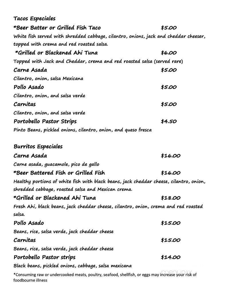 Jorges Tacos & Ceviche - Haleiwa, HI menu_pic