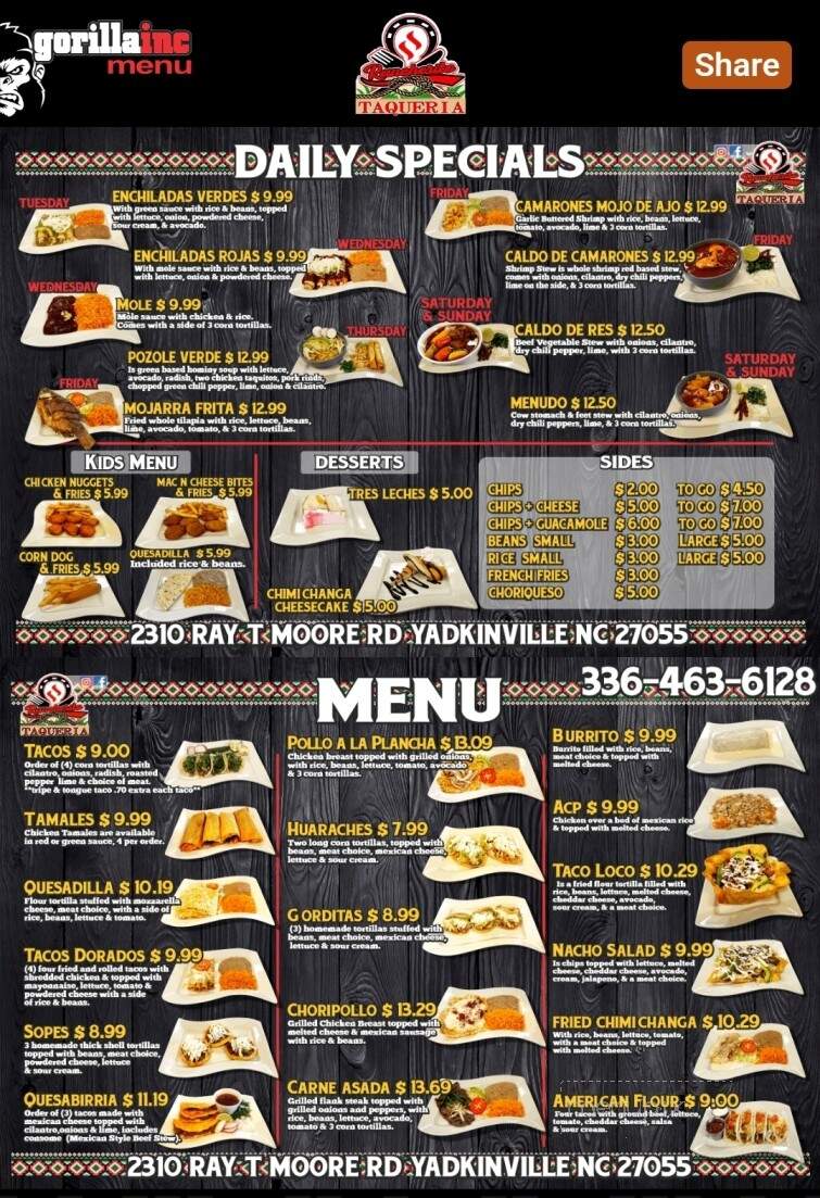 Rancherito - Yadkinville, NC menu_pic