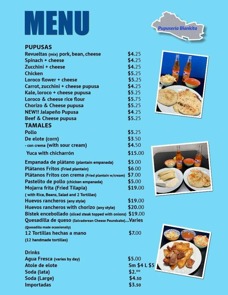Pupuseria Blankita - San Rafael, CA menu_pic