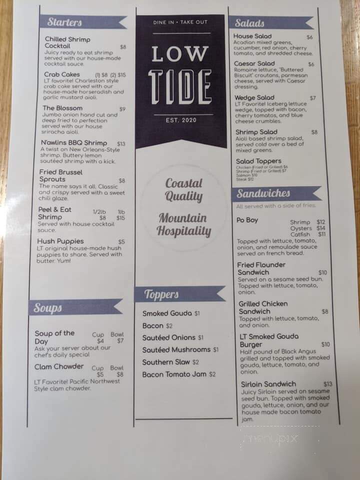Low Tide - Waynesville, NC menu_pic