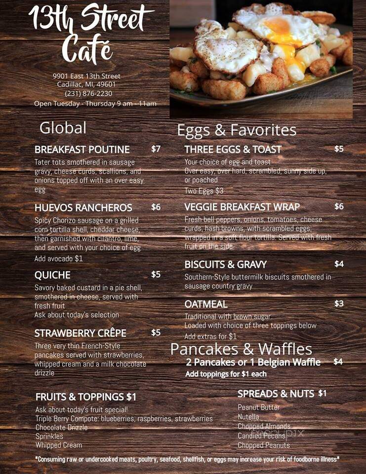 The 13th Street Cafe at WMCTC - Cadillac, MI menu_pic