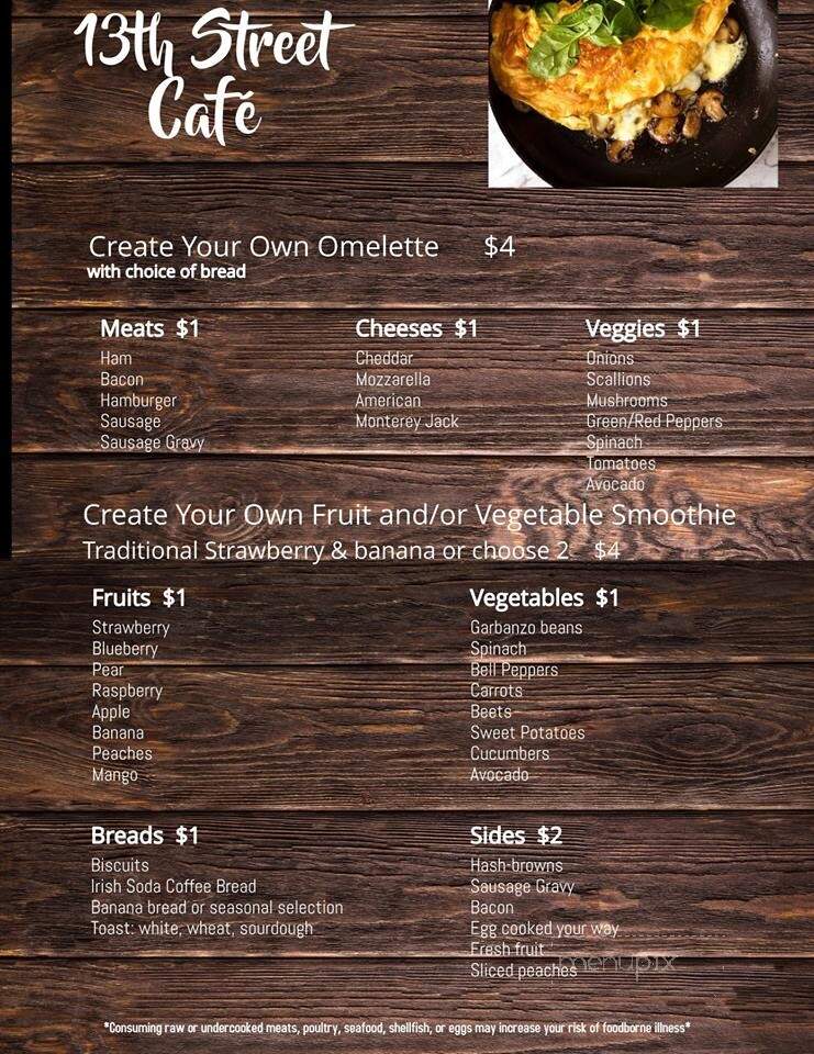 The 13th Street Cafe at WMCTC - Cadillac, MI menu_pic