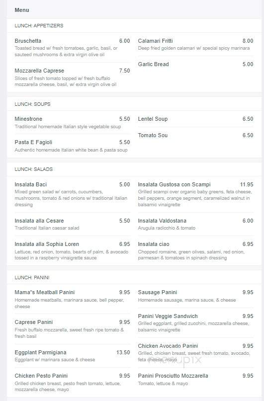Ciao Italian Kitchen - Anaheim, CA menu_pic
