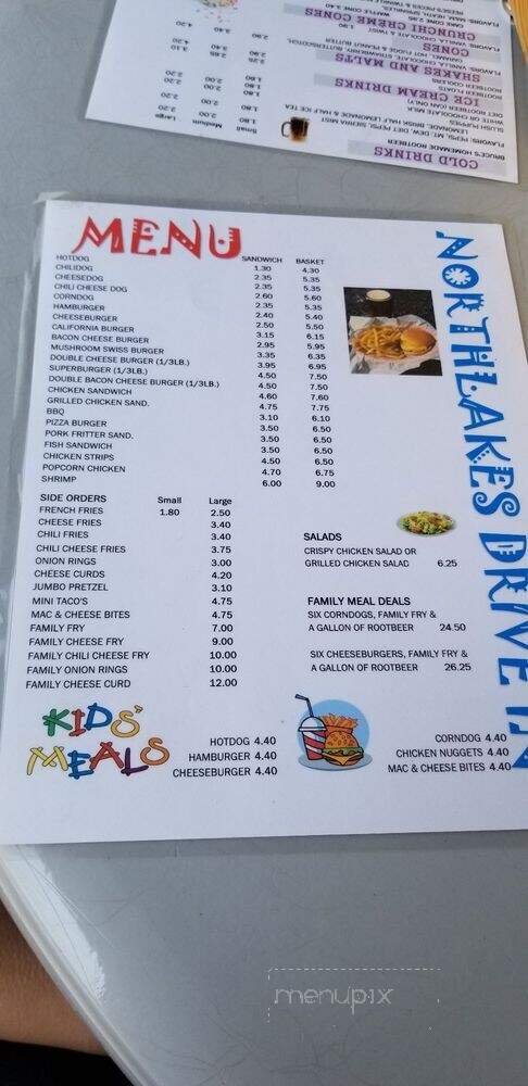 Northlake Drive In - Chetek, WI menu_pic