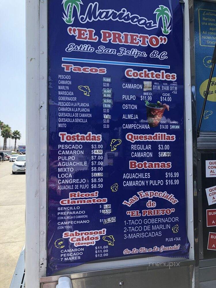 Mariscos El Prieto - Chula Vista, CA menu_pic