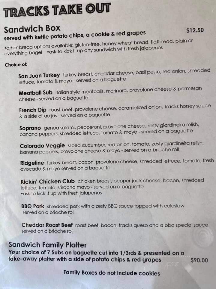 Tracks Cafe & Bar - Mountain Village, CO menu_pic
