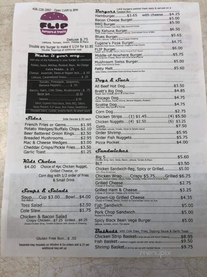 Flips Burgers And Treats - Glasgow, MT menu_pic