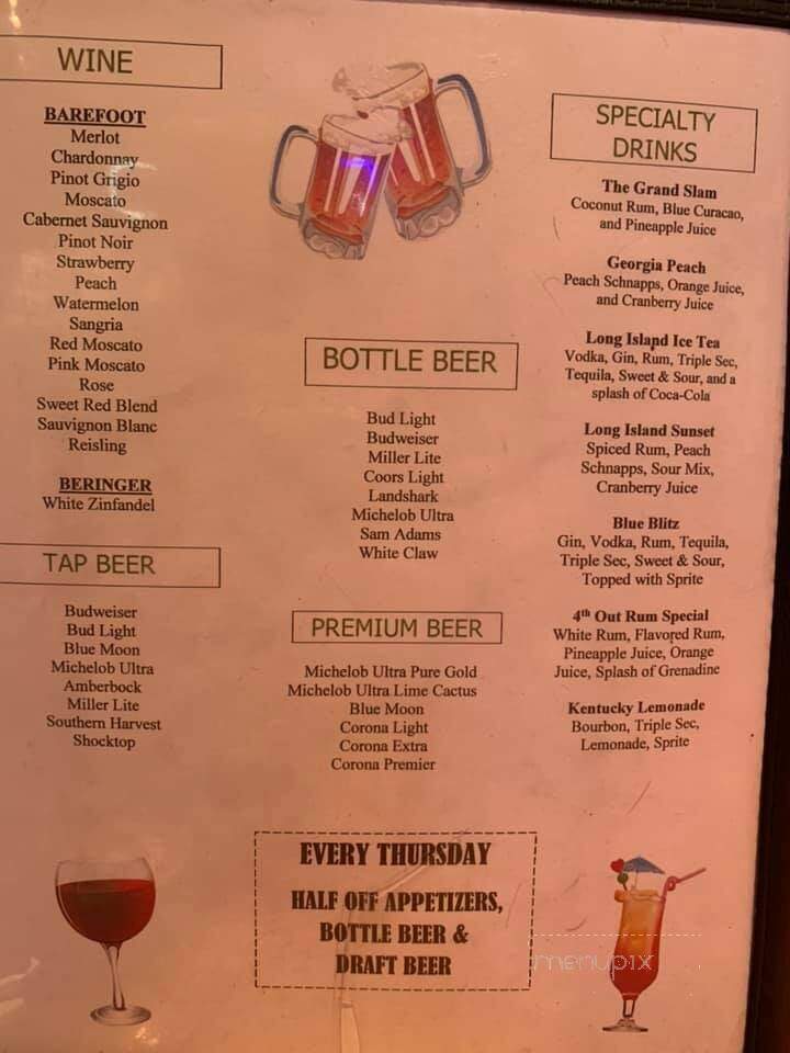 The 4th Out Sports Bar & Grill - Blakely, GA menu_pic