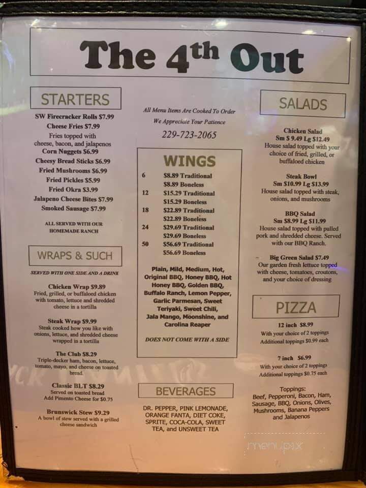 The 4th Out Sports Bar & Grill - Blakely, GA menu_pic