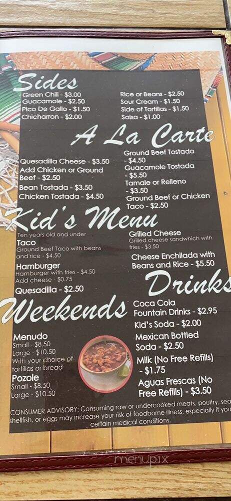 La Posadita Mexican Grill - Limon, CO menu_pic
