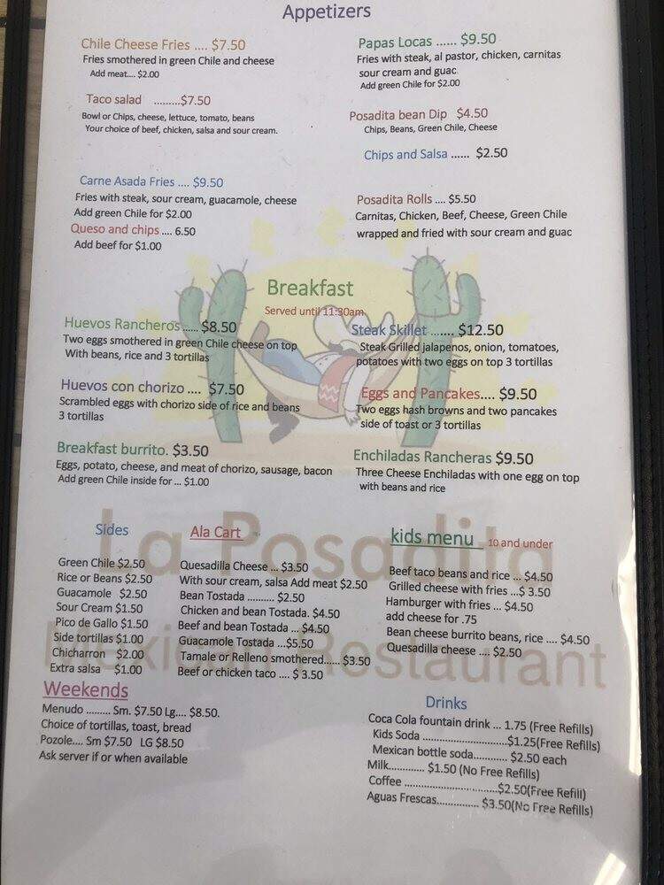 La Posadita Mexican Grill - Limon, CO menu_pic