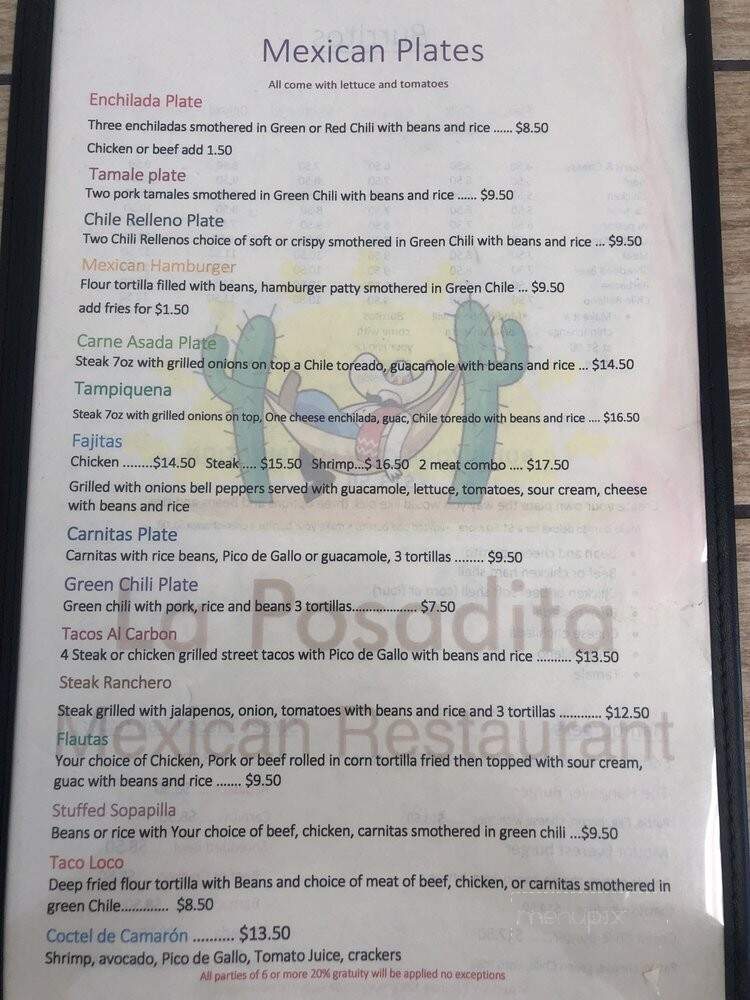 La Posadita Mexican Grill - Limon, CO menu_pic