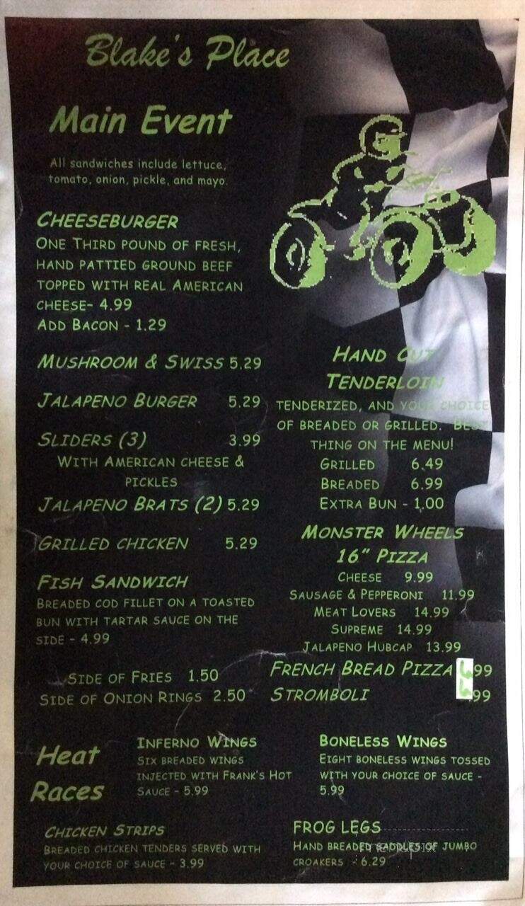 Blake's Place - Brownstown, IN menu_pic