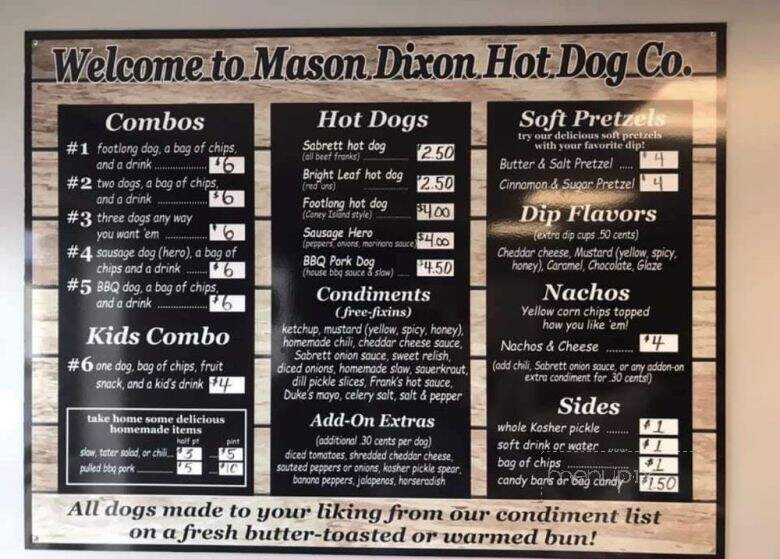 Mason-Dixon - Sneads Ferry, NC menu_pic