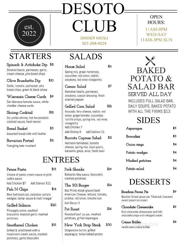 Pegasus At Desoto Club - Hot Springs Village, AR menu_pic