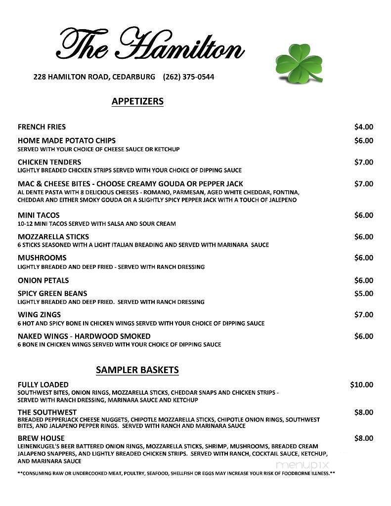 Hamilton - Cedarburg, WI menu_pic